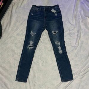 Distressed Blue Jeans